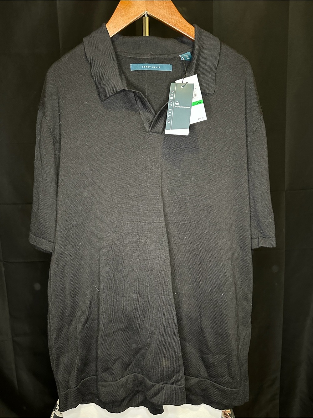Perry Ellis Black Short-Sleeve Polo